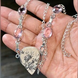 Fosillized Dendritic Necklace 15”- 17”